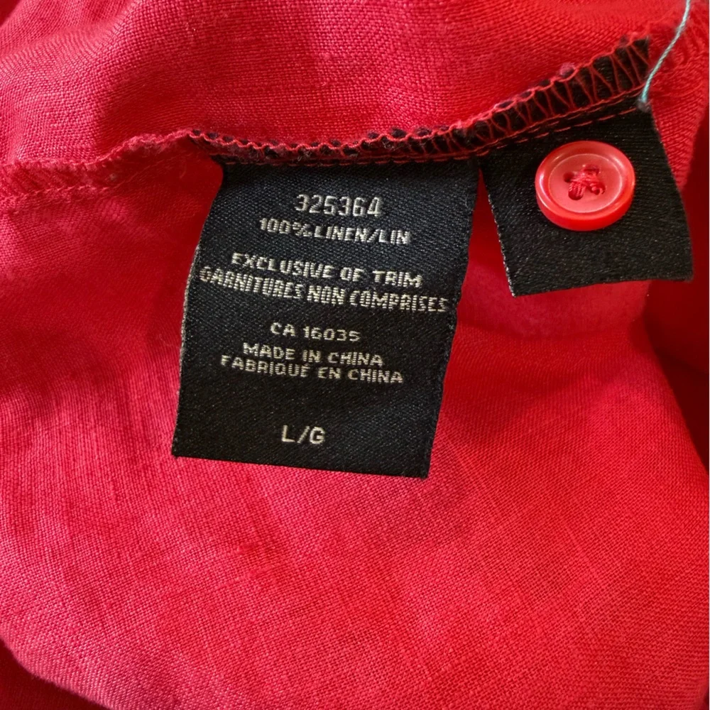 Lady Hathaway 100% Linen Button Down Shirt Summer Capsule Wardrobe size Large - Picture 6 of 9